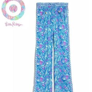 Lilly Pulitzer "My Fan" pull on loose straight (wide leg) pants